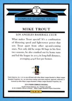 2014 Donruss #2 Mike Trout Back