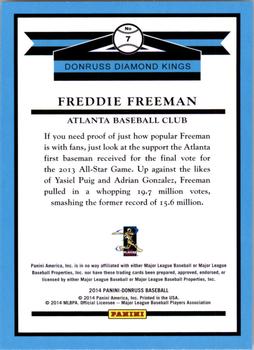 2014 Donruss #7 Freddie Freeman Back
