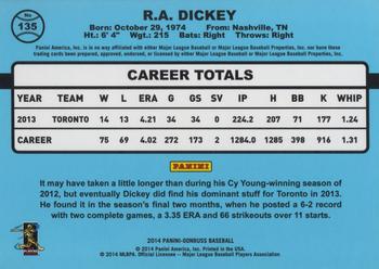 2014 Donruss #135 R.A. Dickey Back