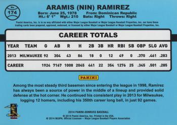 2014 Donruss #174 Aramis Ramirez Back