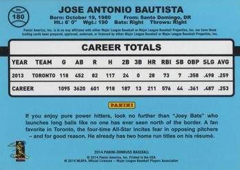 2014 Donruss #180 Jose Bautista Back