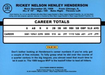 2014 Donruss #187 Rickey Henderson Back