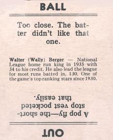 1936 Goudey (R322) #NNO Wally Berger Back