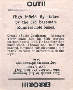 1936 Goudey (R322) #NNO Clydell Castleman Back