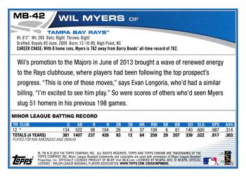 2013 Topps Chrome Update #MB-42 Wil Myers Back