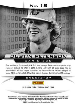 2013 Panini Prizm Perennial Draft Picks - Draft Hits #18 Dustin Peterson Back