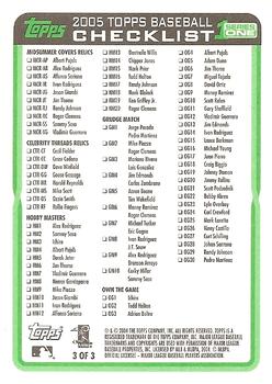 2005 Topps - Checklists Green #3 Checklist Series 1: Inserts Back