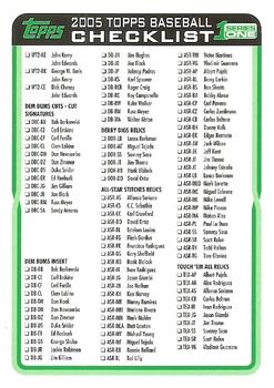 2005 Topps - Checklists Green #3 Checklist Series 1: Inserts Front