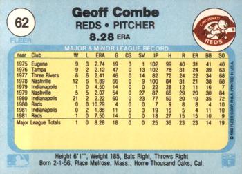 1982 Fleer #62 Geoff Combe Back