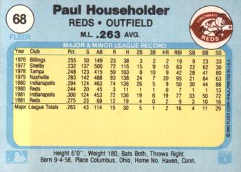 1982 Fleer #68 Paul Householder Back