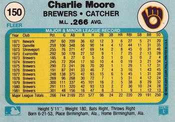1982 Fleer #150 Charlie Moore Back