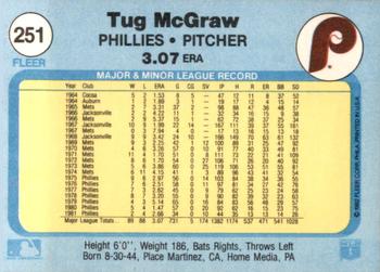 1982 Fleer #251 Tug McGraw Back
