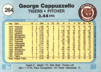 1982 Fleer #264 George Cappuzzello Back