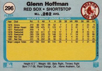 1982 Fleer #296 Glenn Hoffman Back