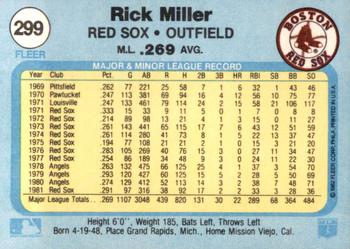 1982 Fleer #299 Rick Miller Back