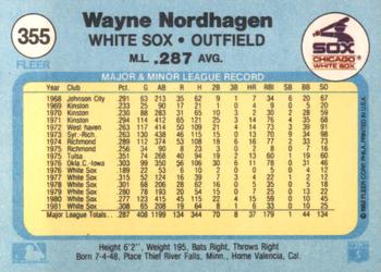 1982 Fleer #355 Wayne Nordhagen Back