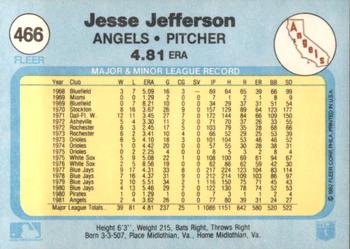 1982 Fleer #466 Jesse Jefferson Back