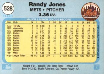 1982 Fleer #528 Randy Jones Back