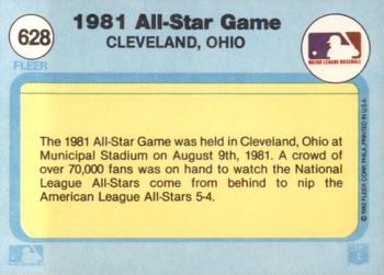 1982 Fleer #628 1981 All-Star Game Back
