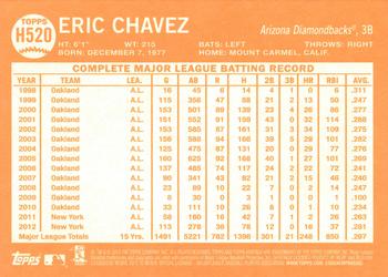 2013 Topps Heritage High Number #H520 Eric Chavez Back