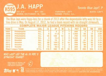 2013 Topps Heritage High Number #H595 J.A. Happ Back