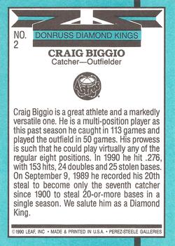 1991 Donruss - Super Diamond Kings #2 Craig Biggio Back