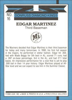 1991 Donruss - Super Diamond Kings #16 Edgar Martinez Back