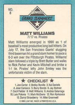 1991 Donruss - Grand Slammers #8 Matt Williams Back