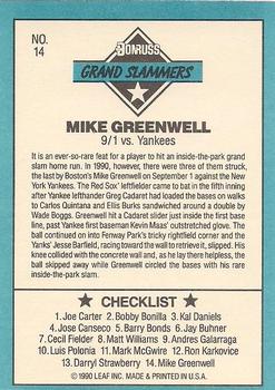 1991 Donruss - Grand Slammers #14 Mike Greenwell Back