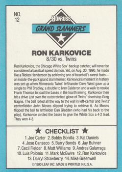 1991 Donruss - Grand Slammers #12 Ron Karkovice Back