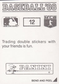 1988 Panini Stickers #12 Ray Knight Back