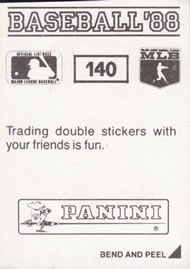 1988 Panini Stickers #140 Gary Gaetti Back