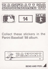 1988 Panini Stickers #14 Ken Gerhart Back