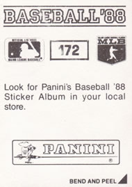 1988 Panini Stickers #172 Alfredo Griffin Back