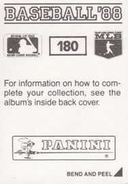 1988 Panini Stickers #180 Scott Bankhead Back