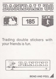 1988 Panini Stickers #185 Alvin Davis Back
