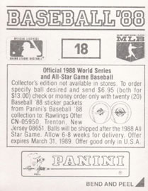 1988 Panini Stickers #18 Red Sox Logo Back