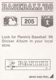 1988 Panini Stickers #205 Larry Parrish Back