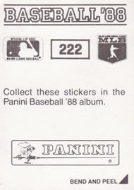 1988 Panini Stickers #222 Tony Fernandez Back