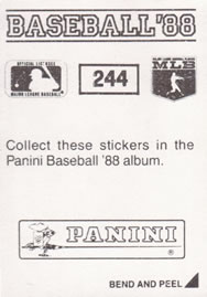 1988 Panini Stickers #244 Ken Oberkfell Back