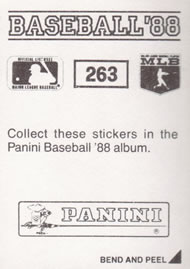 1988 Panini Stickers #263 Keith Moreland Back