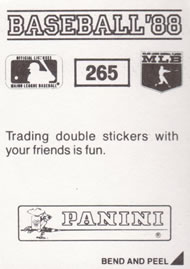 1988 Panini Stickers #265 Andre Dawson Back