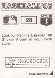 1988 Panini Stickers #28 Marty Barrett Back