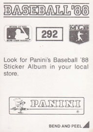 1988 Panini Stickers #292 Glenn Davis Back
