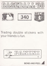 1988 Panini Stickers #340 Wally Backman Back