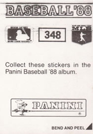 1988 Panini Stickers #348 Mookie Wilson Back