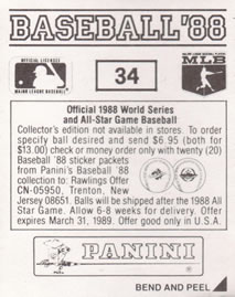 1988 Panini Stickers #34 Angels Logo Back