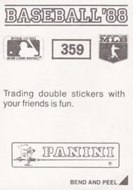 1988 Panini Stickers #359 Juan Samuel Back