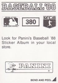1988 Panini Stickers #380 Andy Van Slyke Back