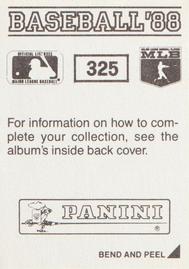 1988 Panini Stickers #325 Expos Team Leaders Back